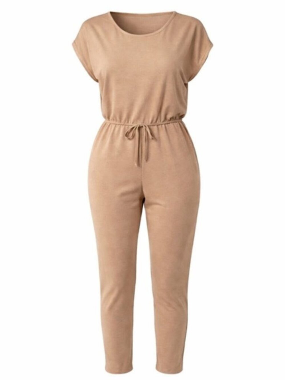 Francescas French Terry Tan Jumpsuit Womens Large Casual Lounge One-Piece Romper